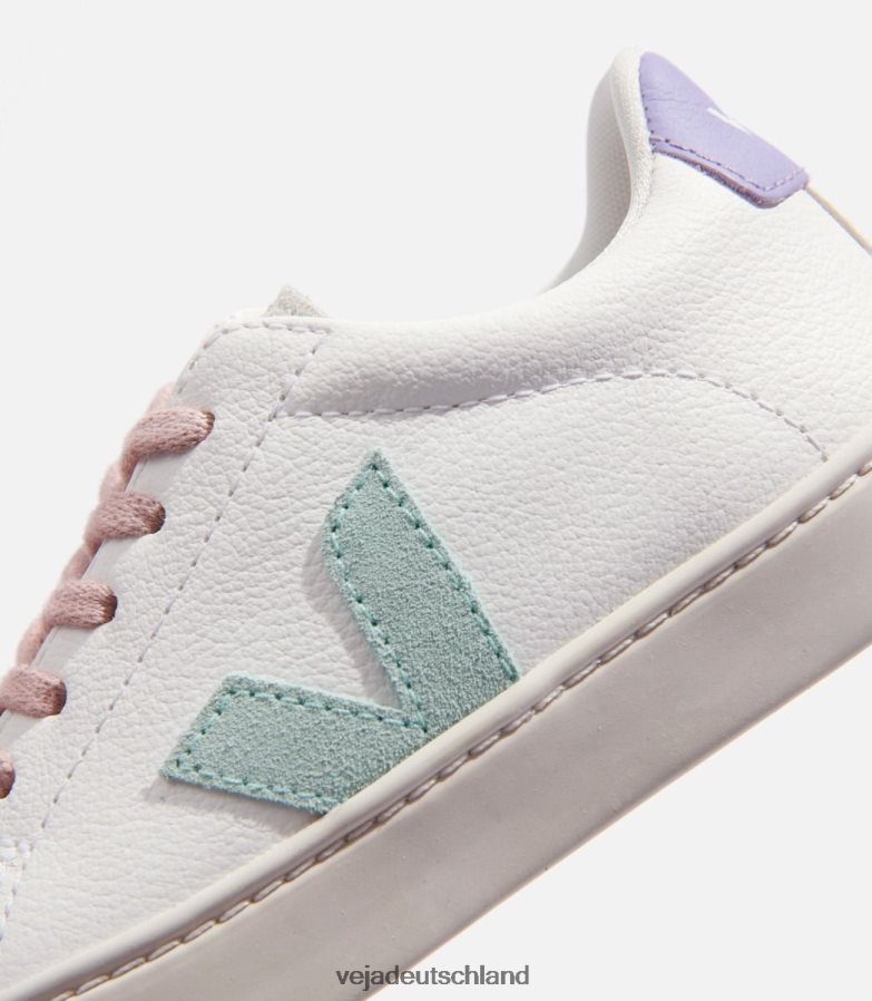 Veja Esplar-Schnürsenkel, chromfreies Leder, weiß, Matcha-Lavande TV48N2330