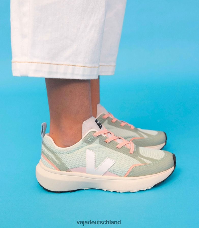 Veja Kanarische elastische Schnürsenkel Alveomesh Matcha weiß TV48N2390