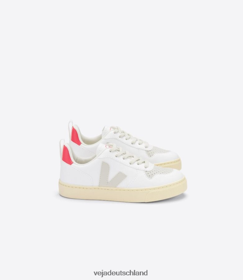 Veja V-10-Schnürsenkel, CWL-Weiß, Pierre-Rose-Fluo TV48N2367